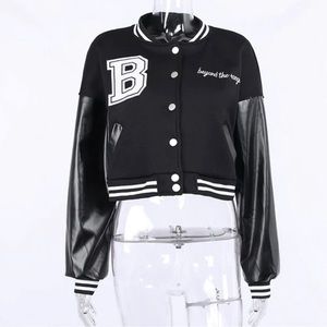 Cropped Letter Varsity Jacket